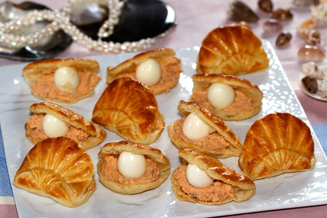 Coquilles perlières feuilletées au saumon