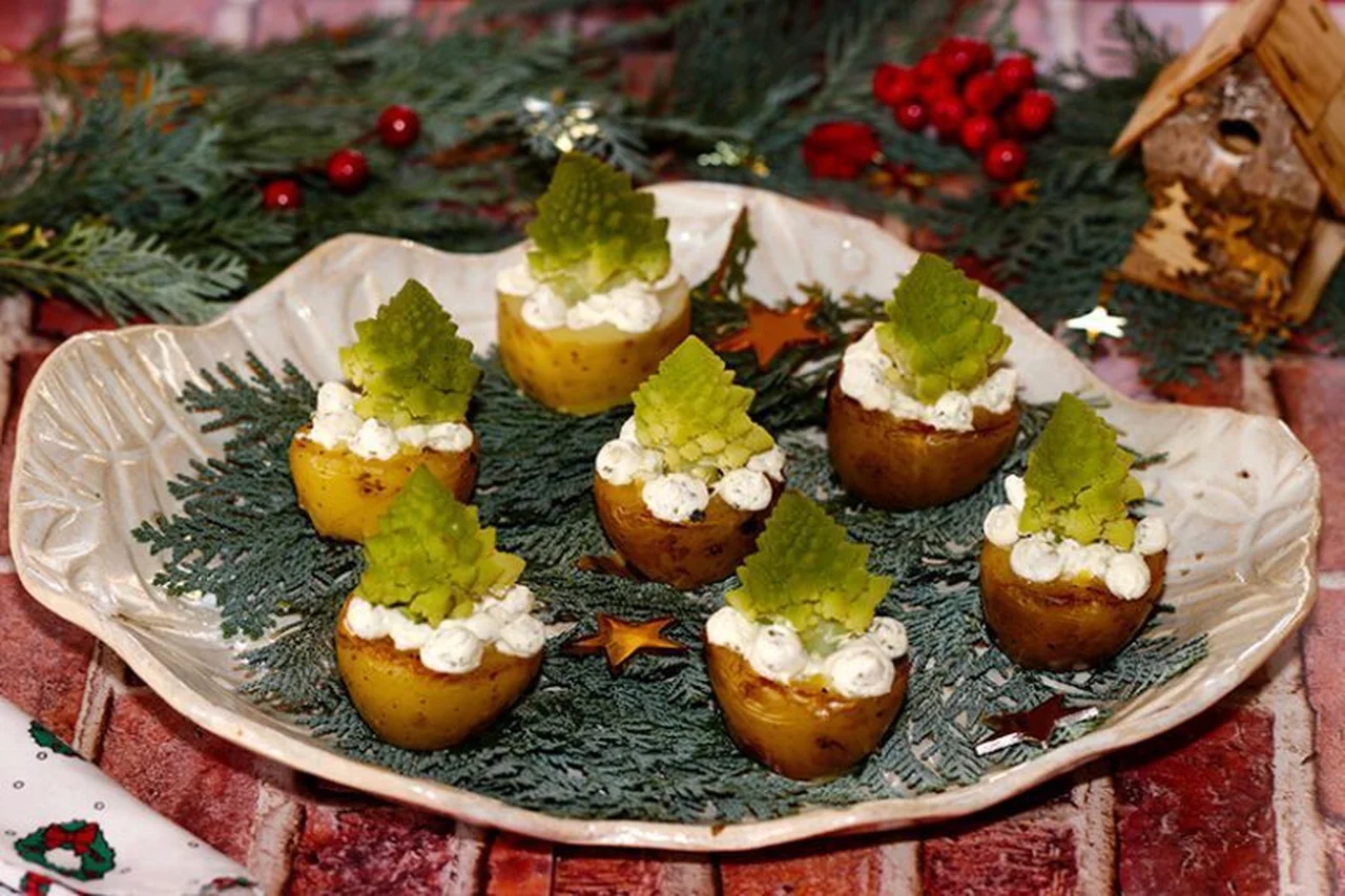 Petits sapins sur pommes de terre farcies