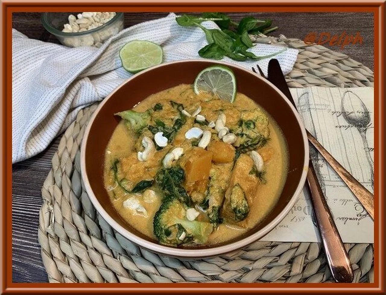Curry de patates douces, épinards et brocoli