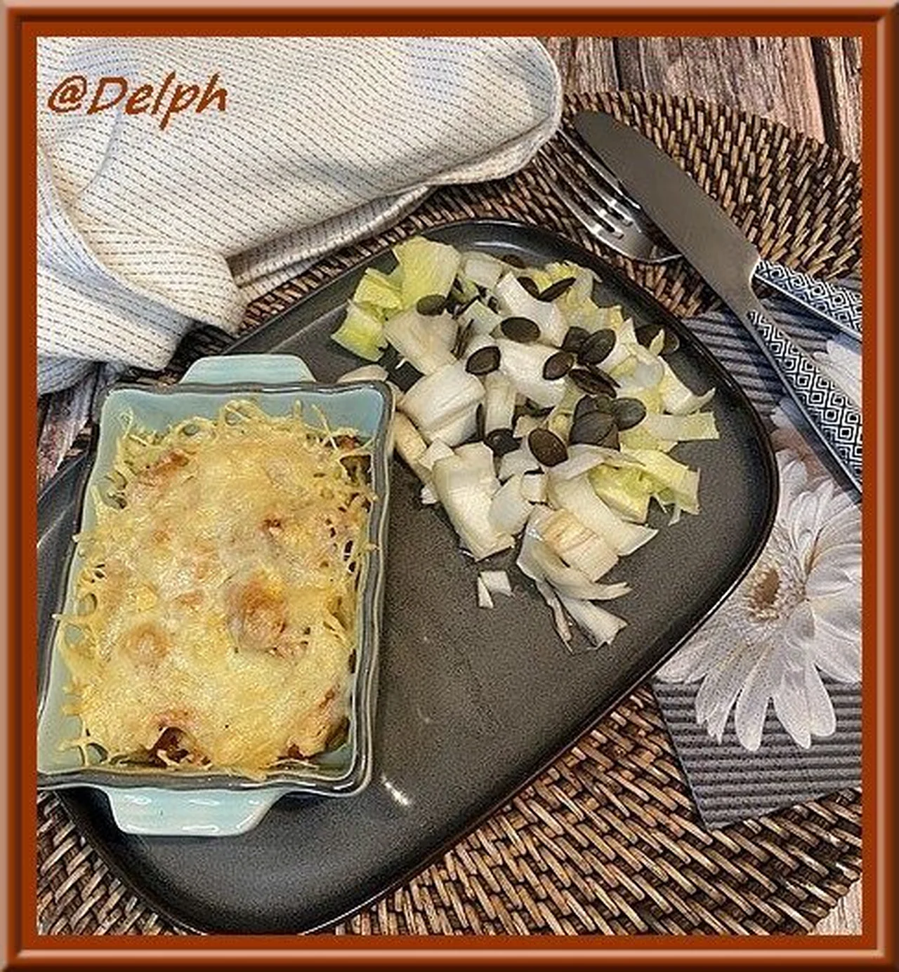 Gratin de coquillettes au poulet et à la cancoillotte