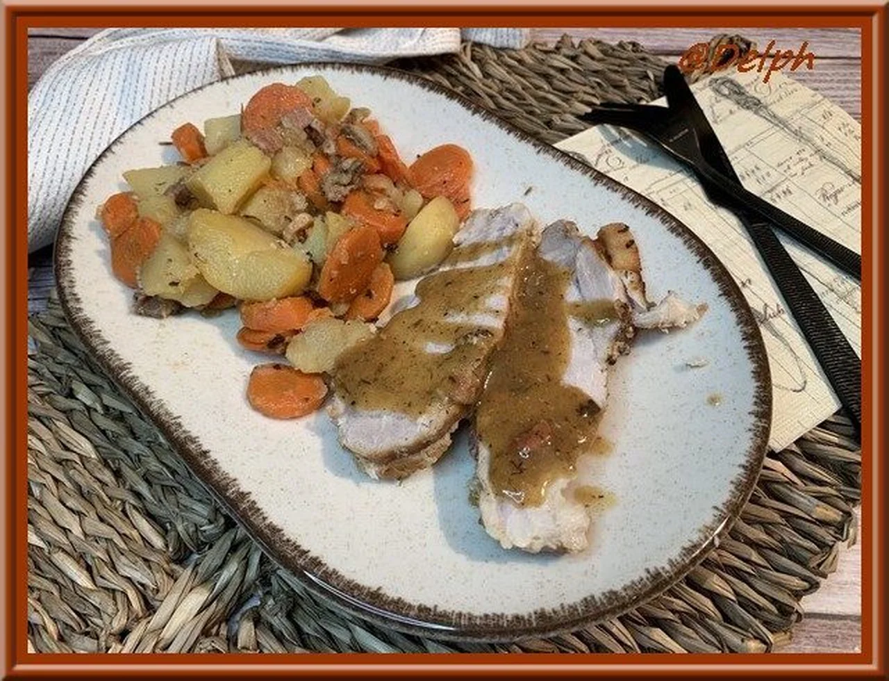 Longe de porc aux pommes de terre et carottes