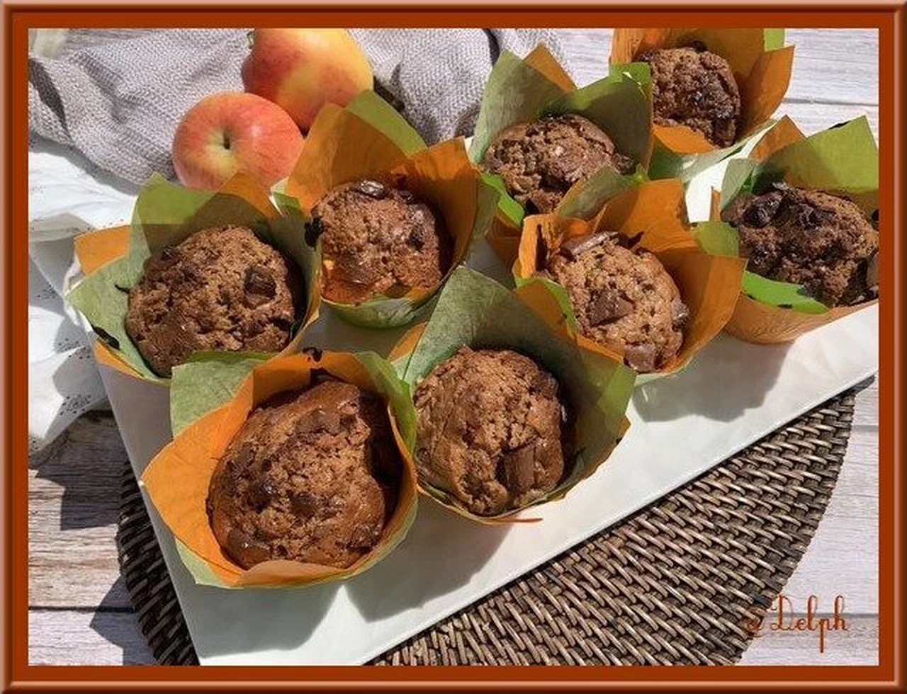 Muffins chocolat caramel et dés de pomme