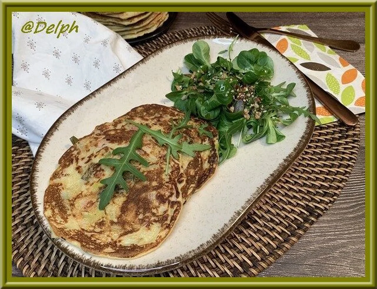 Pancakes salés jambon et poireau
