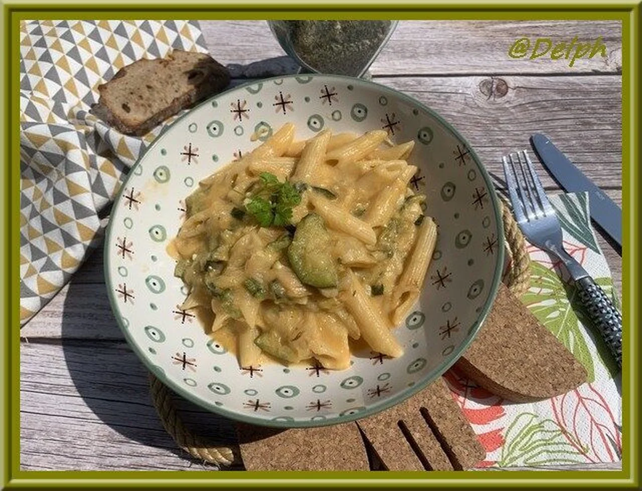 Penne aux courgettes et à la crème de feta