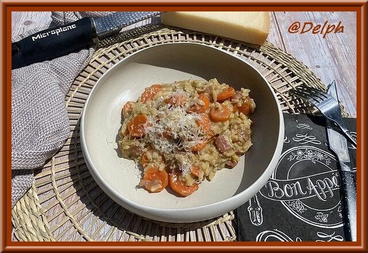 Risotto aux carottes et poitrine fumée