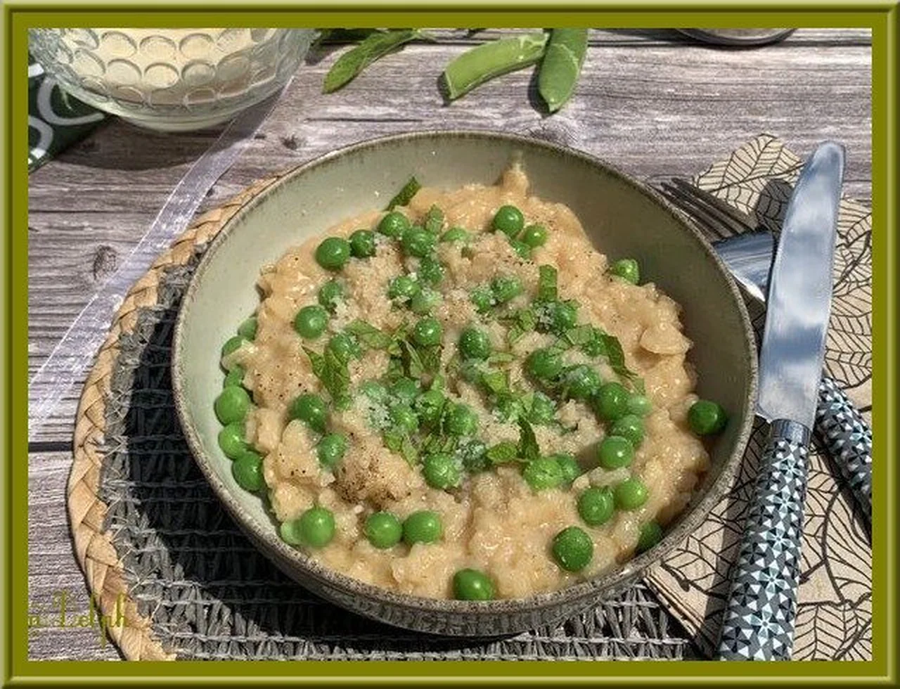 Risotto de petits pois à la menthe