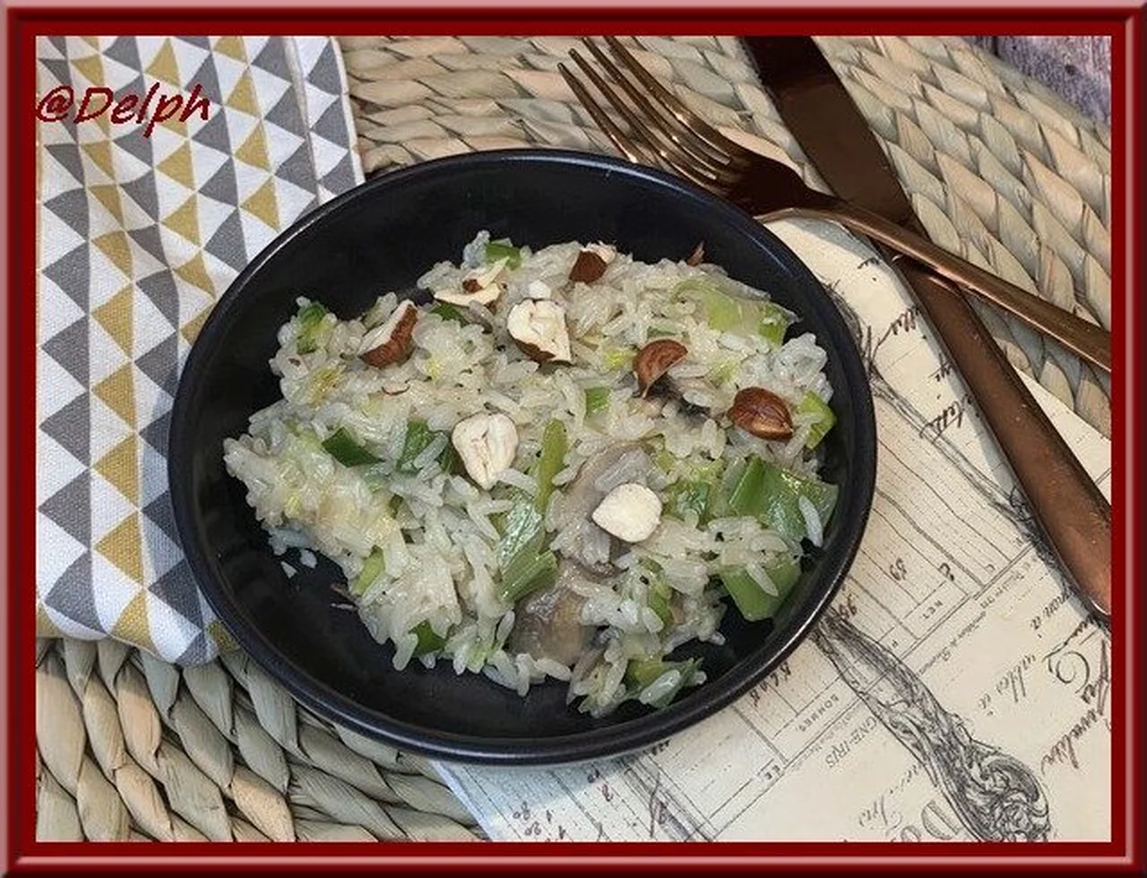 Riz aux champignons et poireaux