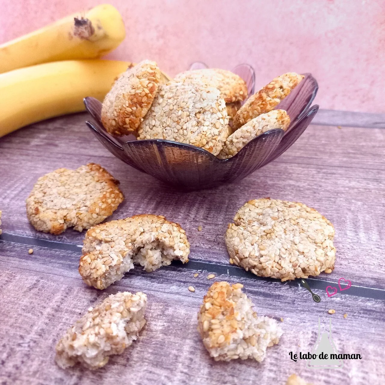 Biscuits banane, sésame et coco