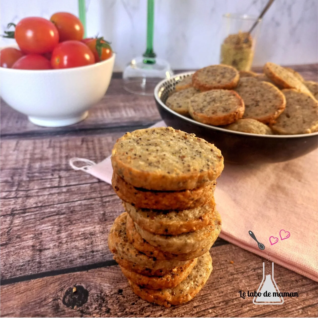 Biscuits sablés moutarde, parmesan et graines