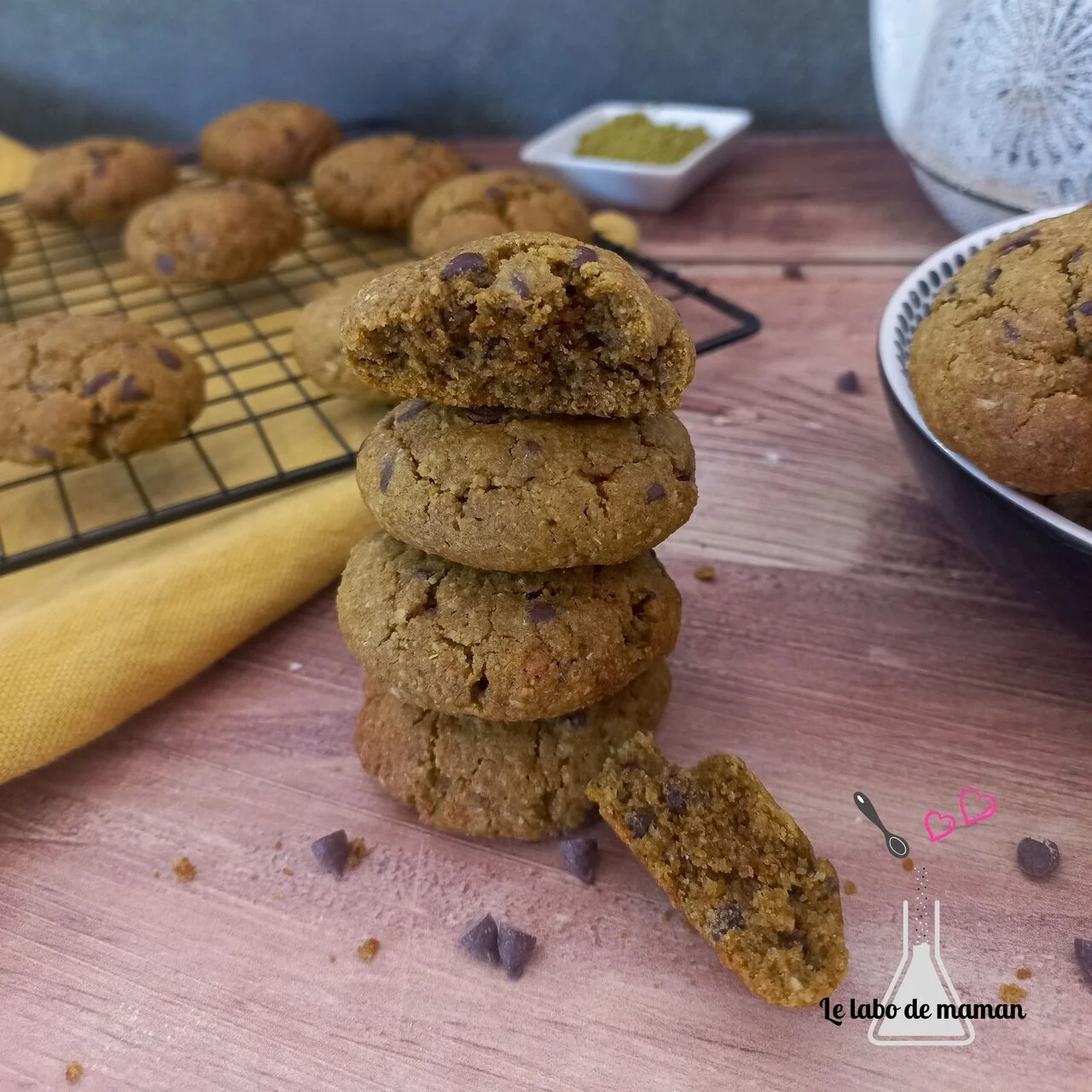 Cookies au thé matcha et pépites de chocolat