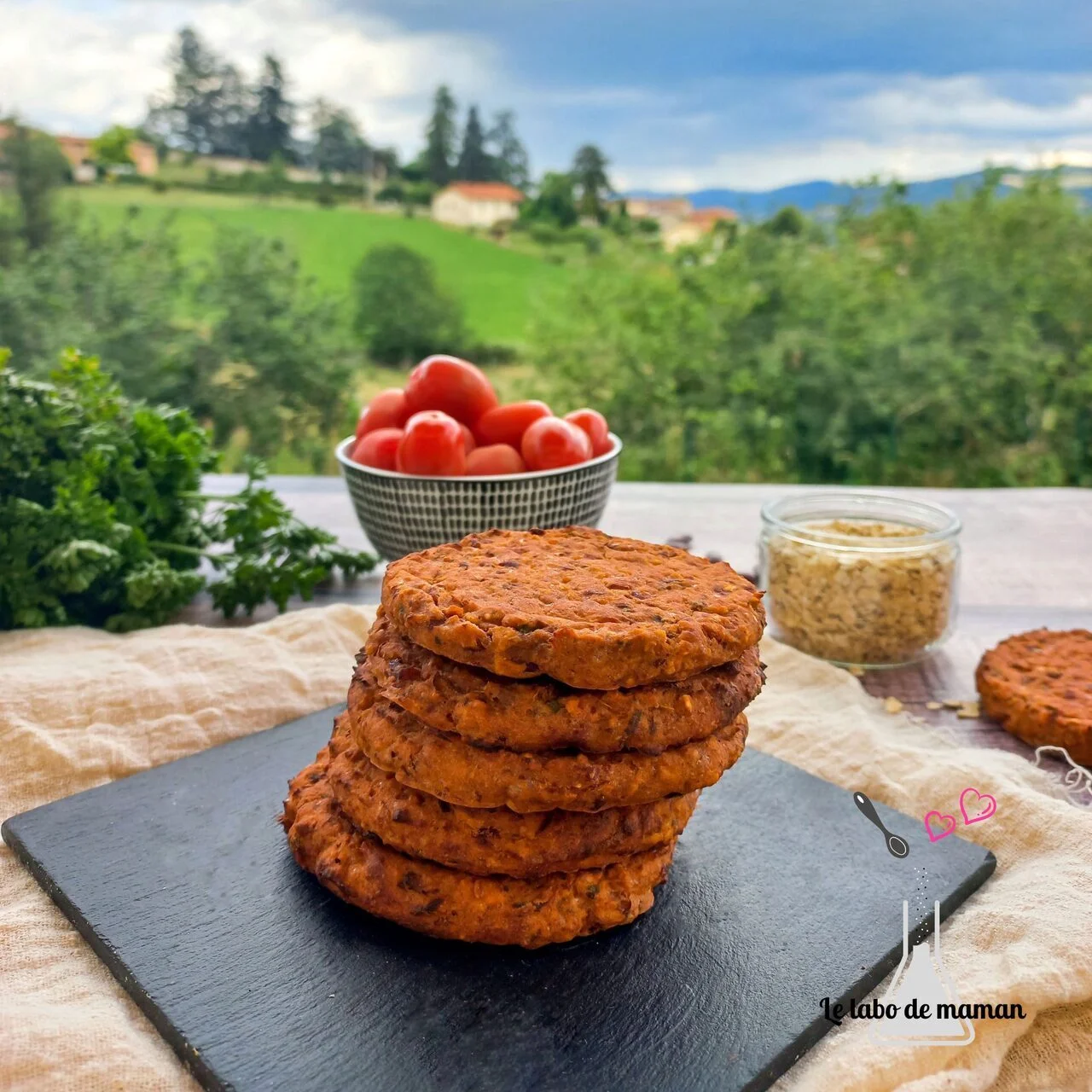 Galettes aubergine et haricots rouges