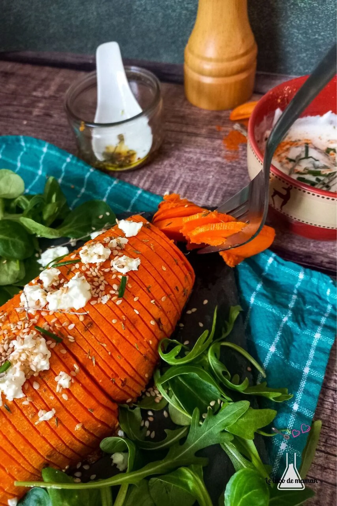 Patate douce façon hasselback