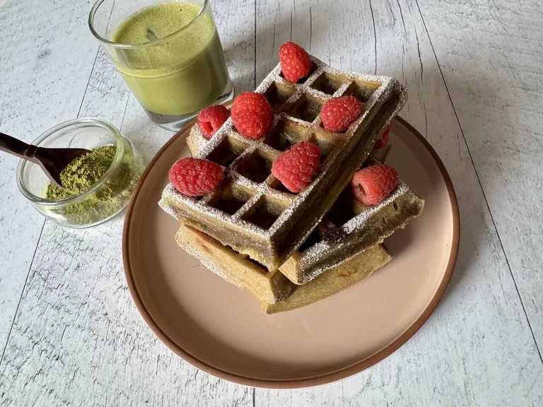 Gaufres sans gluten au matcha