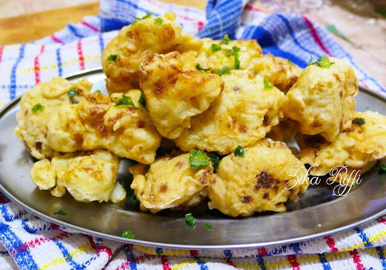 Beignets de choux fleurs farcis, pâte à frire semoule