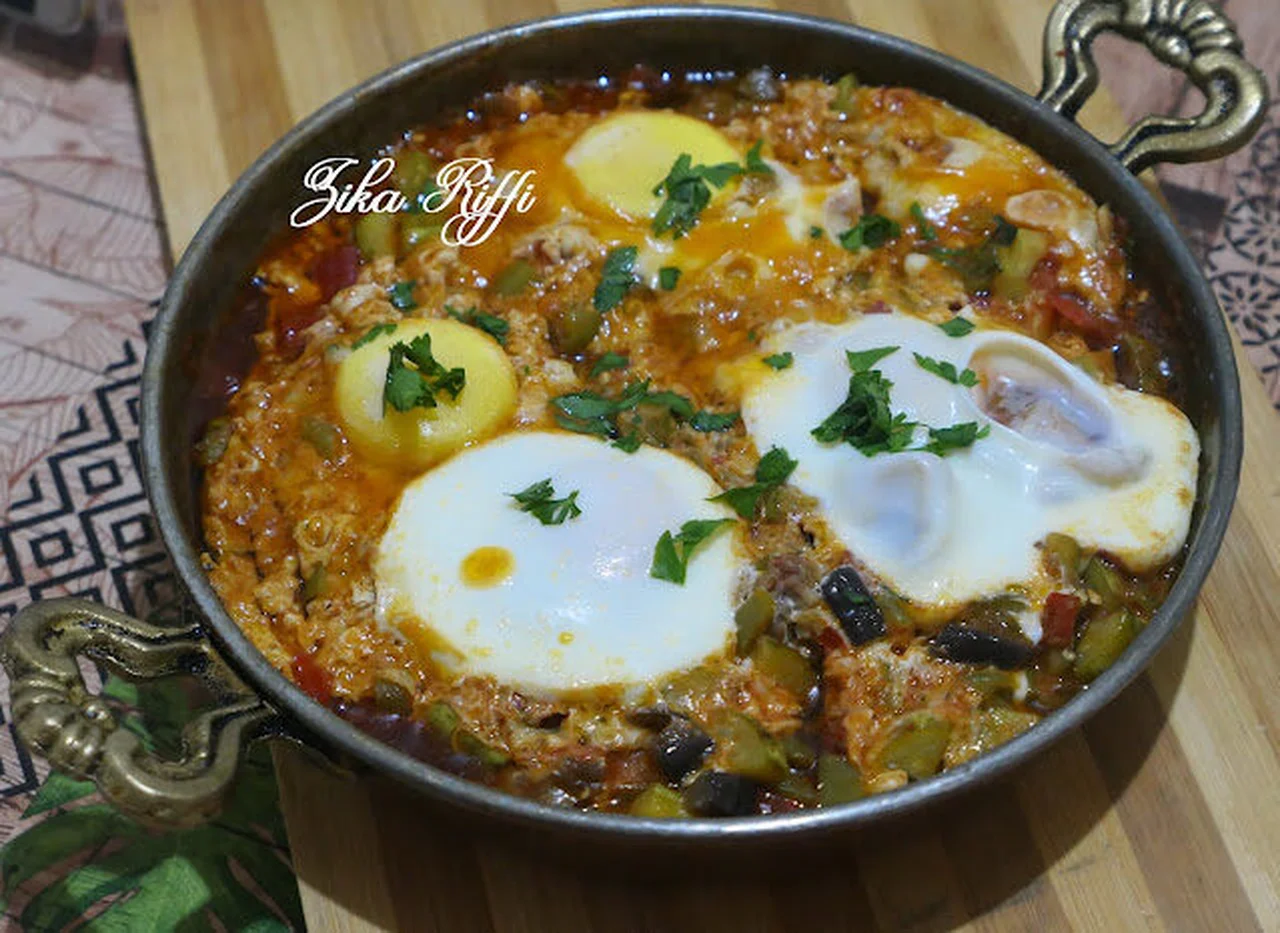 Chakchouka à la courge longue verte et aubergine