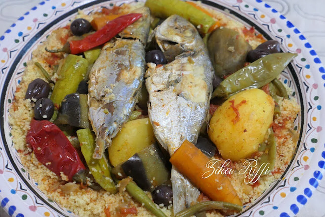 Couscous au poisson sauce piquante et légumes