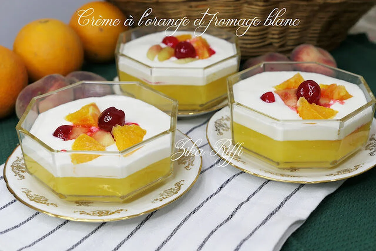 Crème à l'orange et fromage blanc au miel