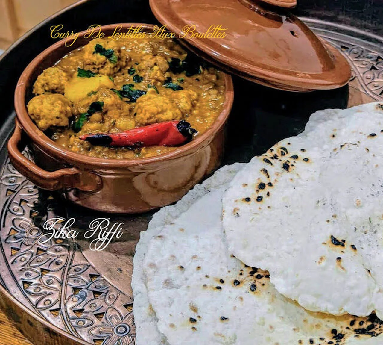 Curry de lentilles et boulettes de veau