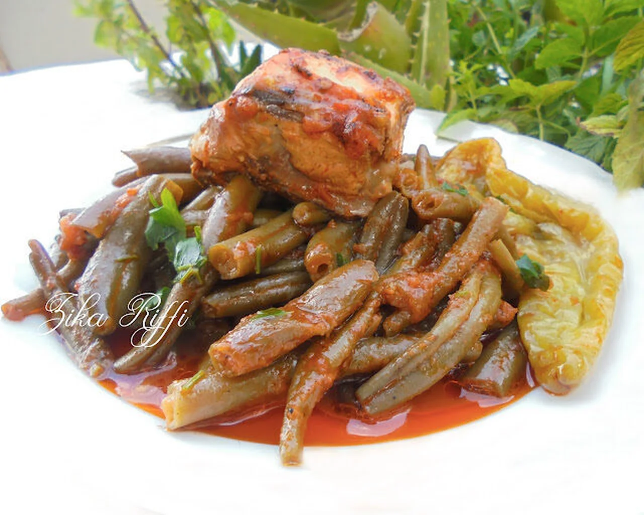 Mijoté de haricots verts frais au veau