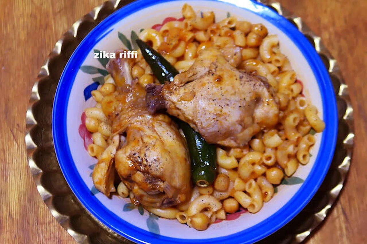 Pâtes à l'arabe au poulet fermier aux pois chiches