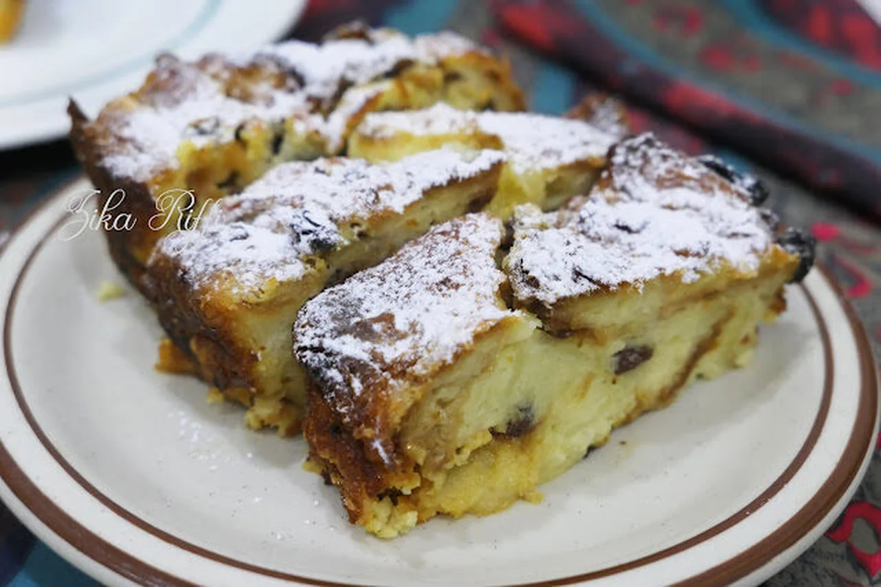 Pudding aux croissants et raisins secs