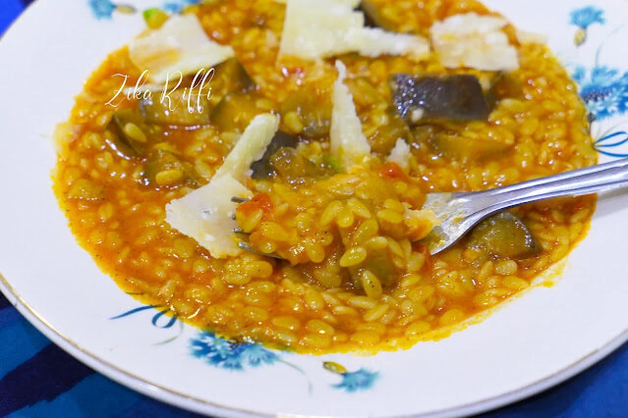 Risotto de langues d'oiseaux, tomates et parmesan