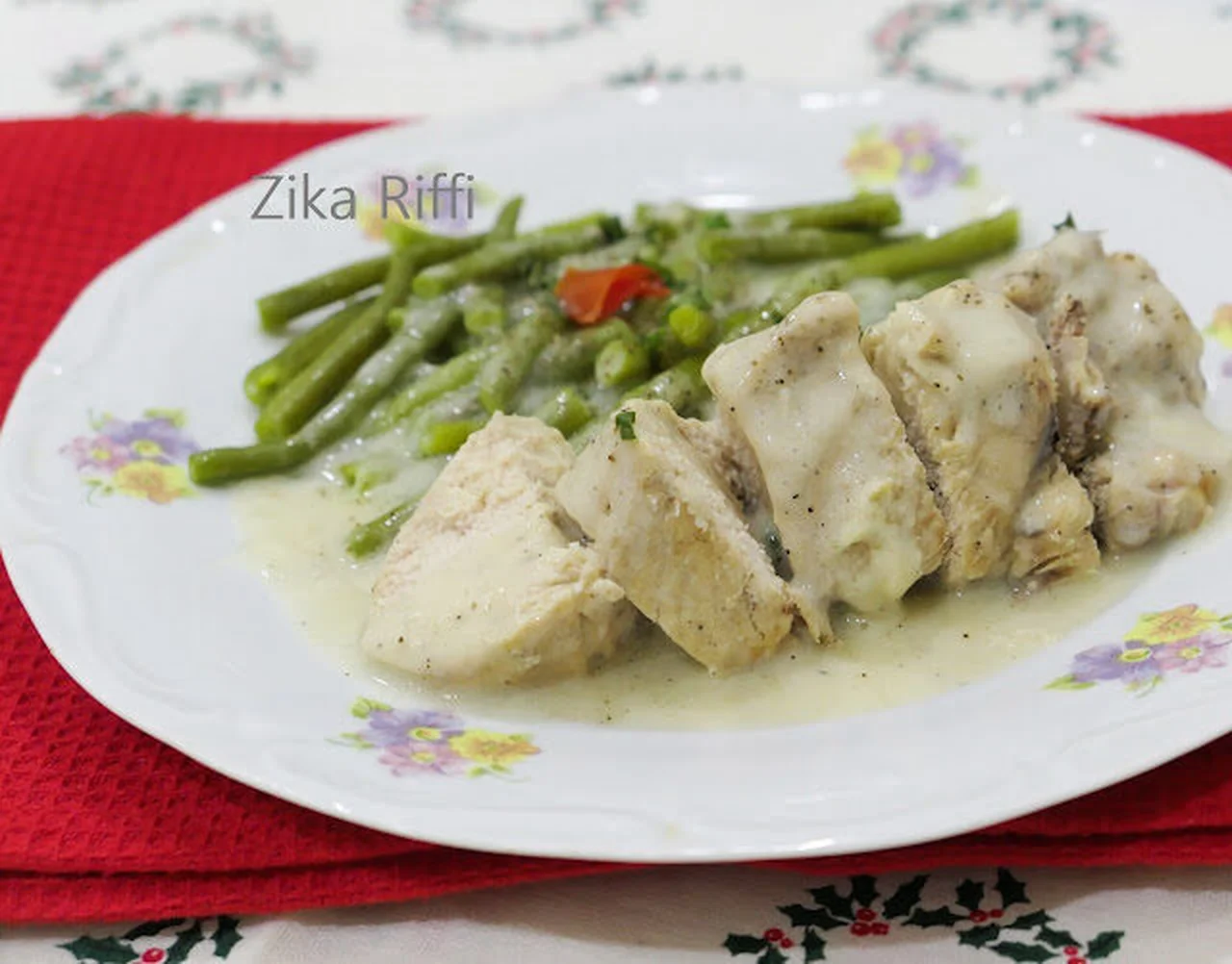 Rouelles de dinde et haricots verts sauce crémeuse