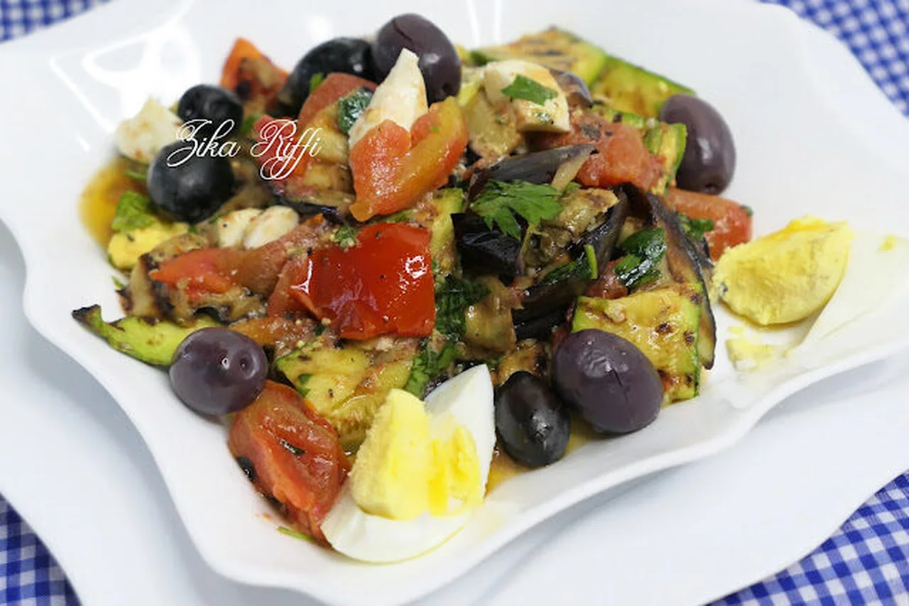 Salade de légumes grillés, ricotta et vinaigrette