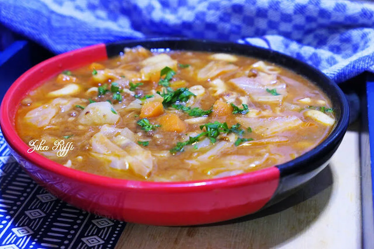 Soupe de lentilles, légumes et coquillettes