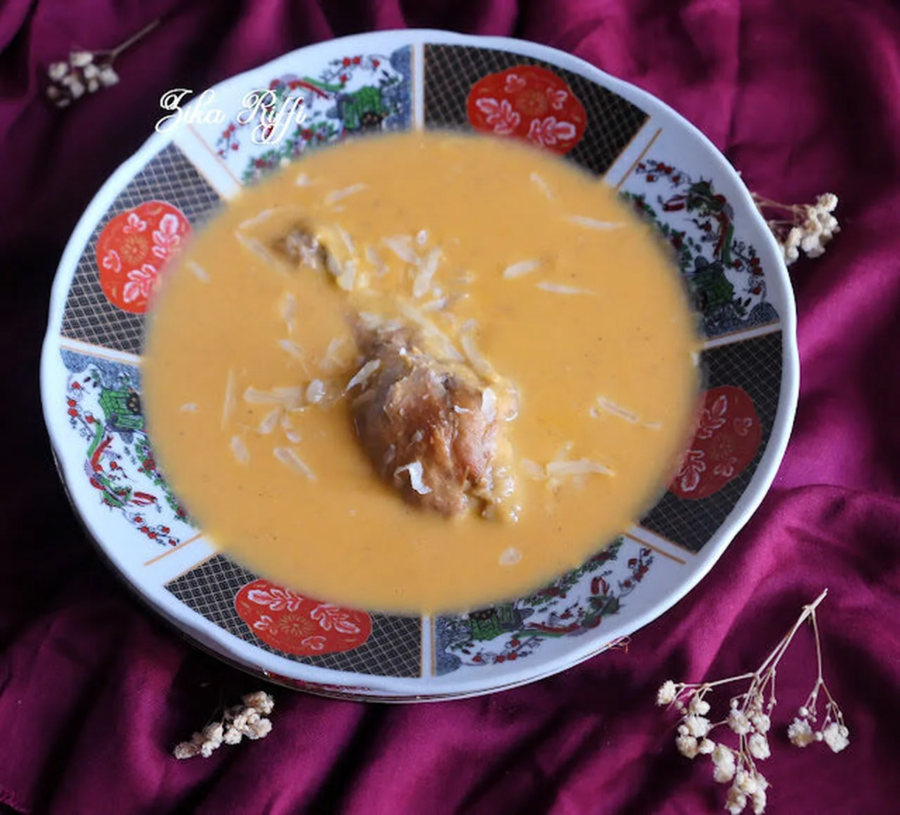 Soupe veloutée potiron poulet parmesan