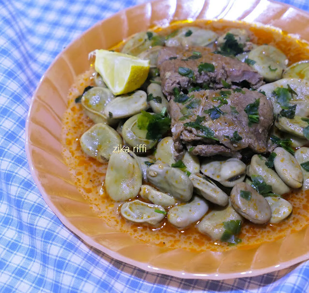 Tajine de fèves au veau