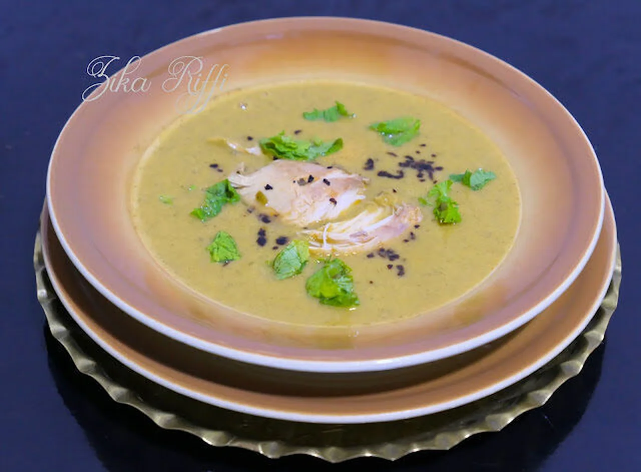 Velouté topinambours, poireaux et poulet