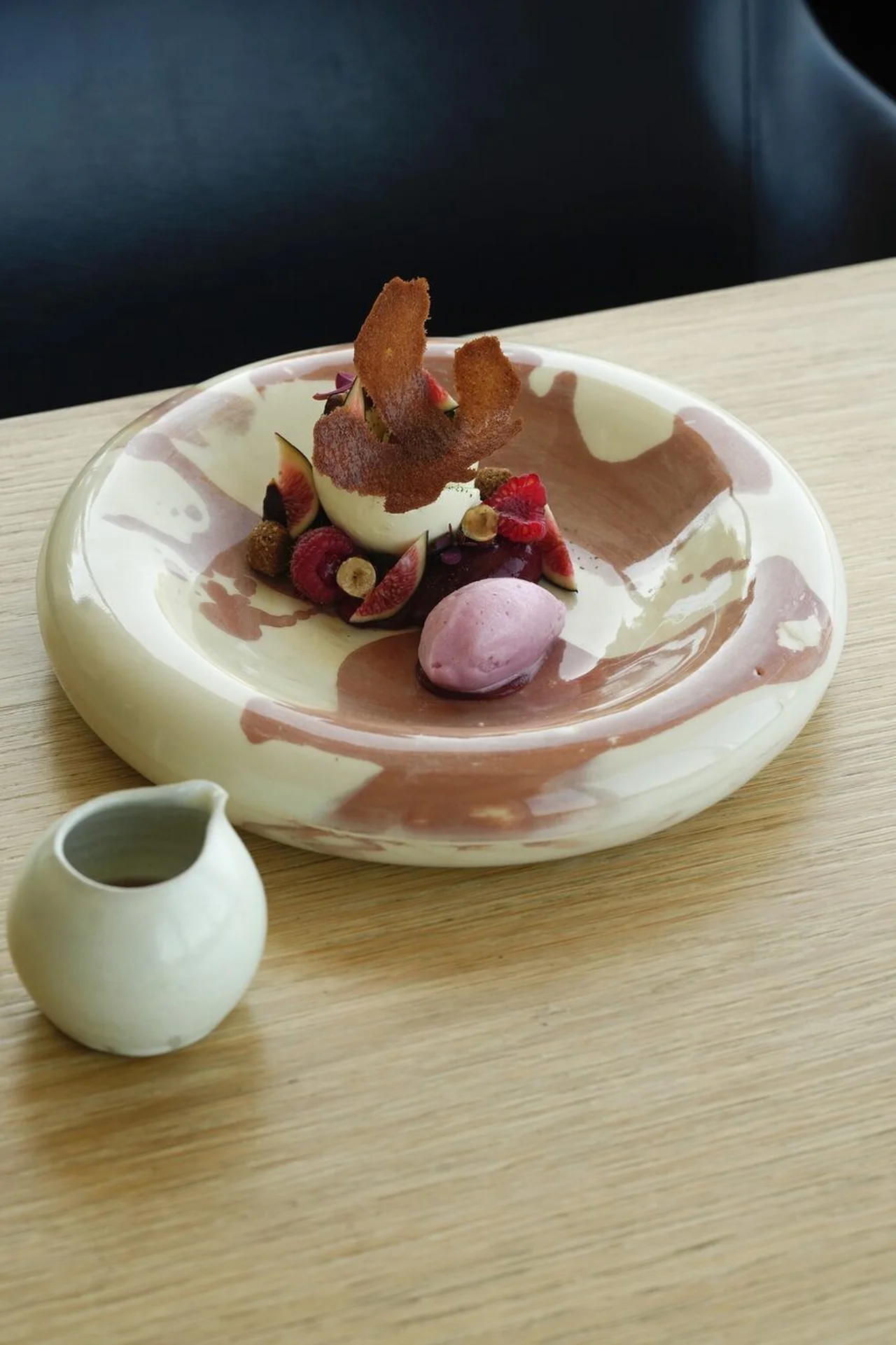 Panna cotta figue noire de Solliès et framboise