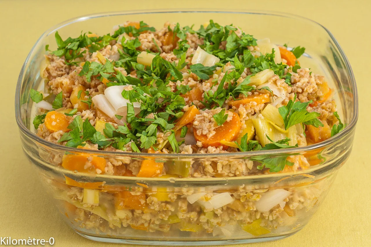 Salade de petit épeautre aux carottes et aux poireaux