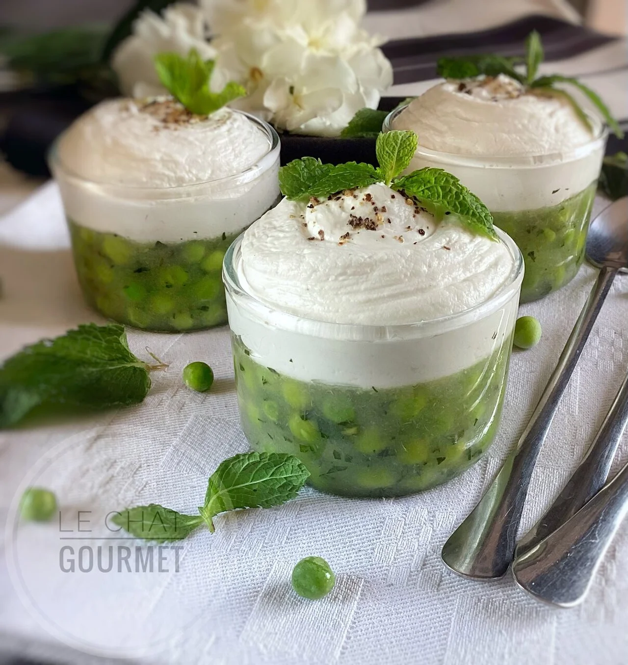 Concombre et petits pois en gelée