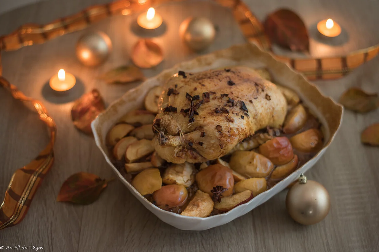 Canette aux pommes, cidre et épices