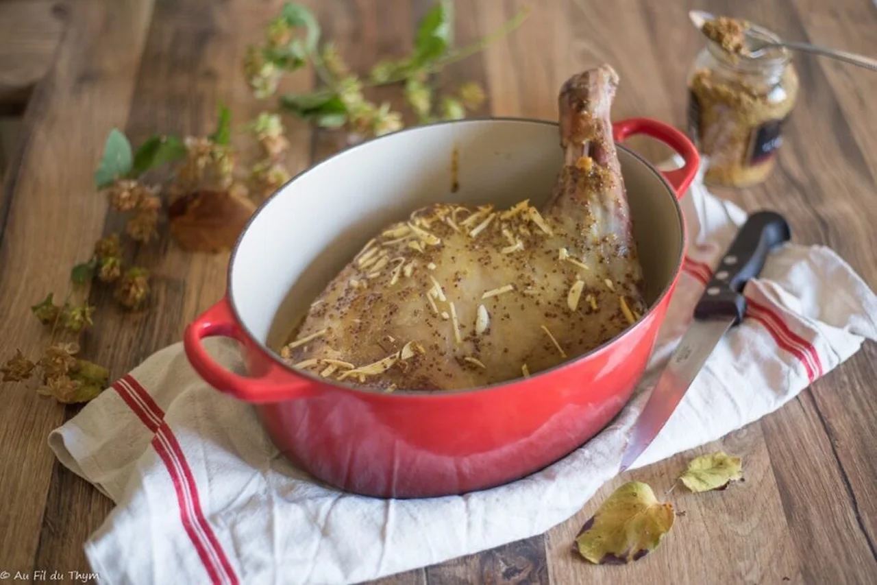 Épaule d'agneau confite au miel et moutarde