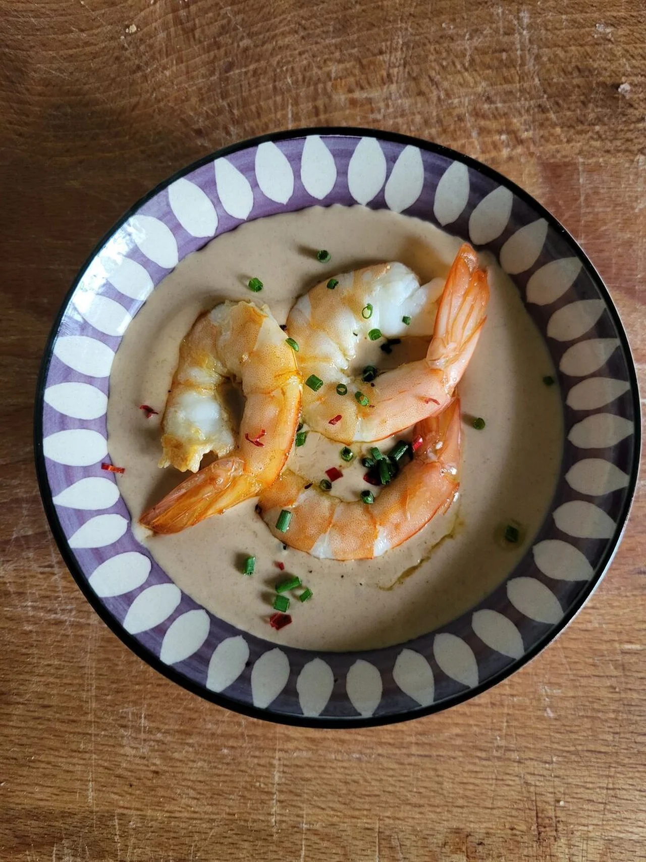 Pannacotta à la bisque de homard et crevettes
