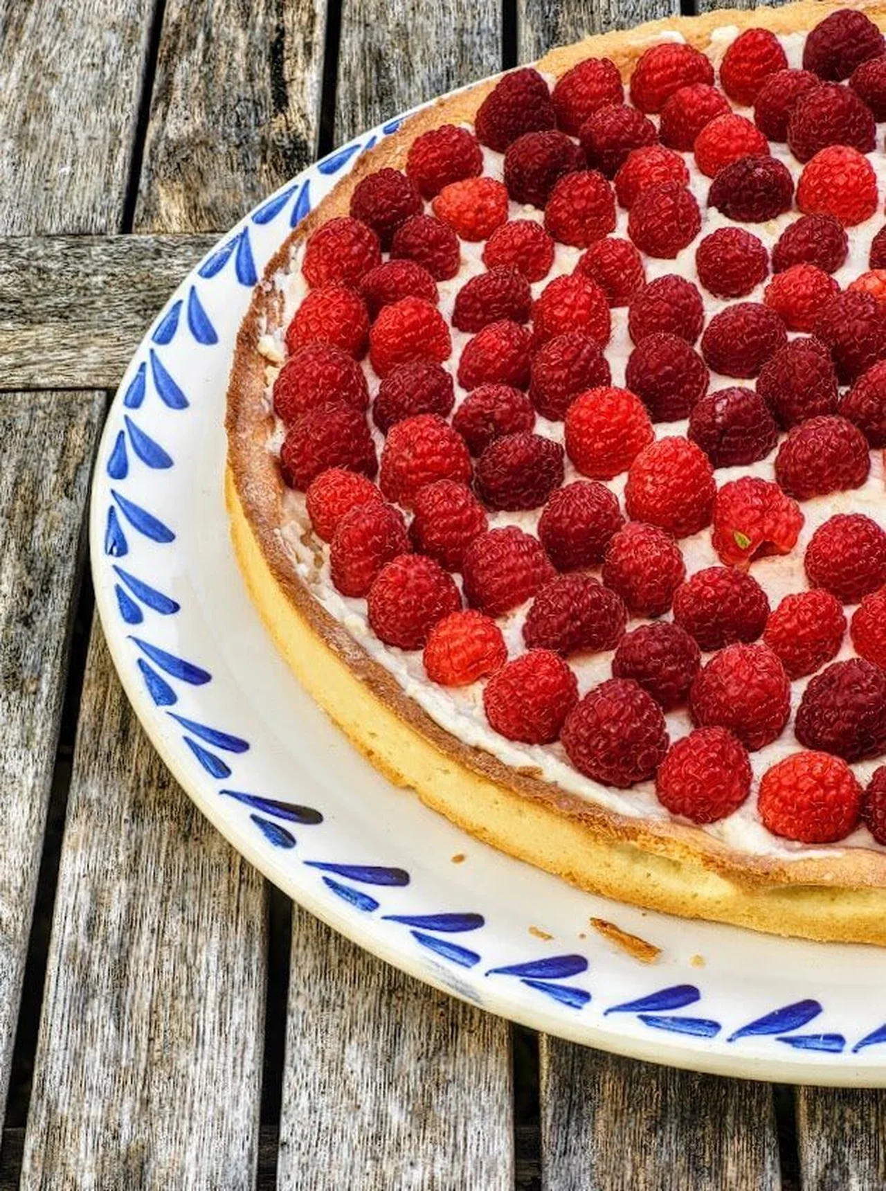 Tarte framboise, crème ricotta et chocolat blanc