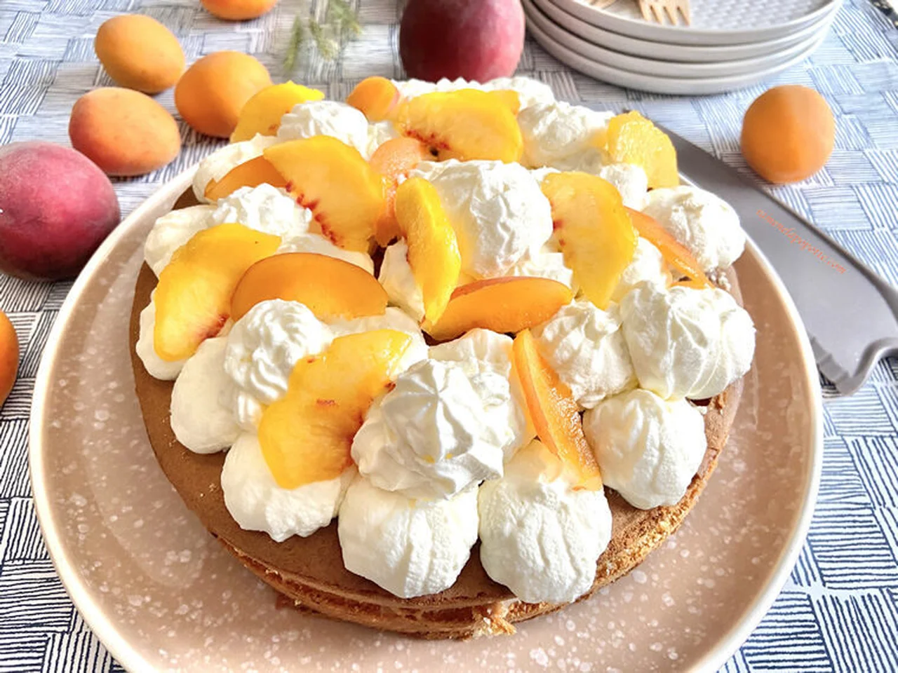 Gâteau fruits jaunes chantilly mascarpone