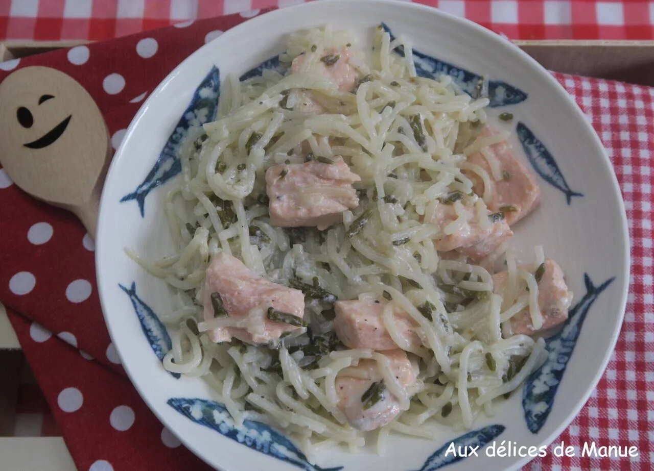 Konjac au saumon et salicorne à la sauce citronnée