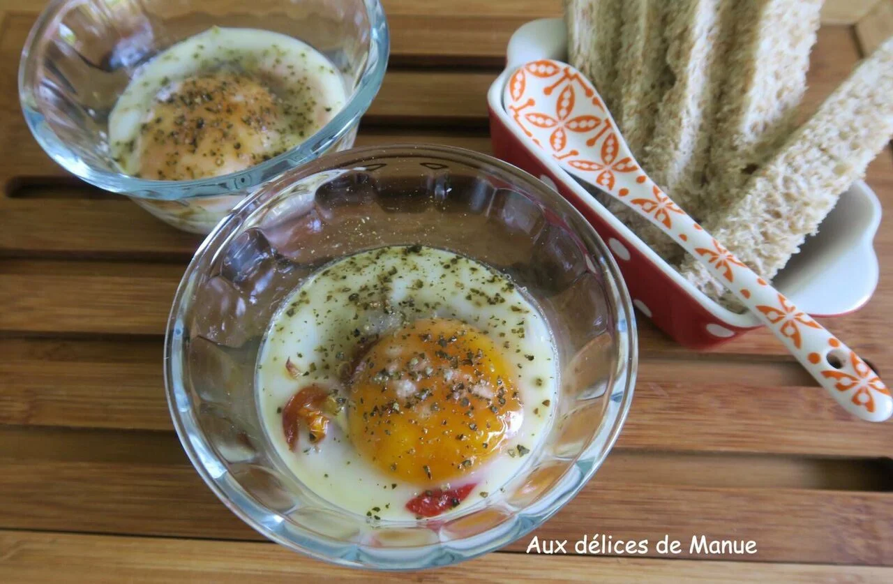 Oeufs cocotte au poivron et tomates séchées