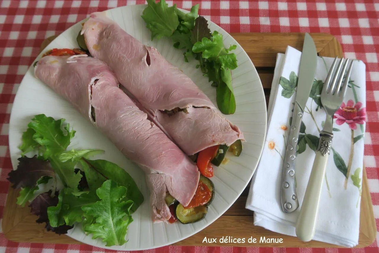 Roulés de jambon aux légumes grillés