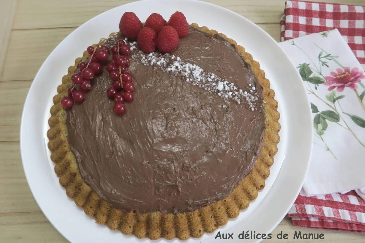 Tarte renversée pistache et crème pâtissière chocolat