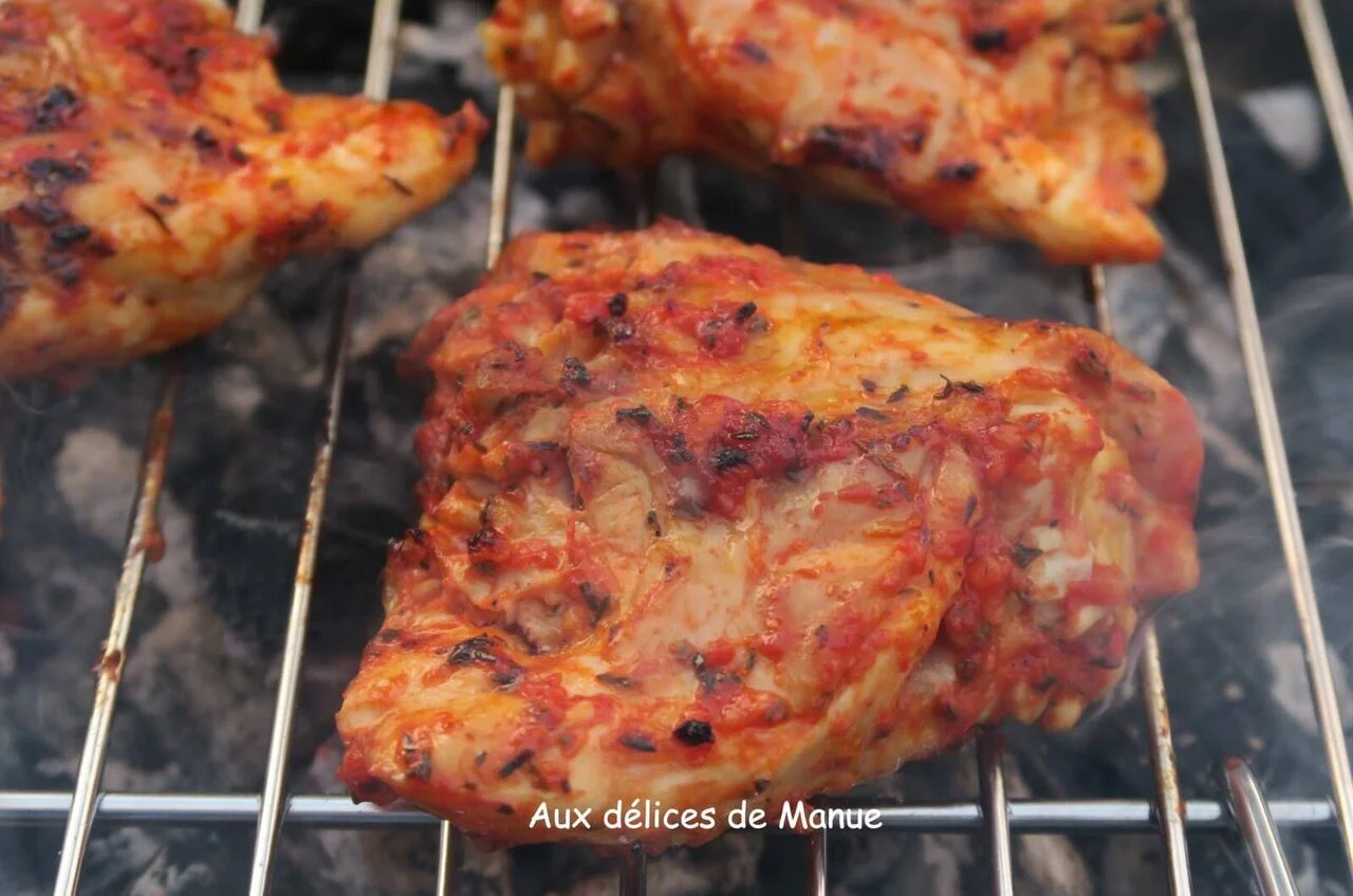 Hauts de cuisses de poulet marinés au concentré de tomates