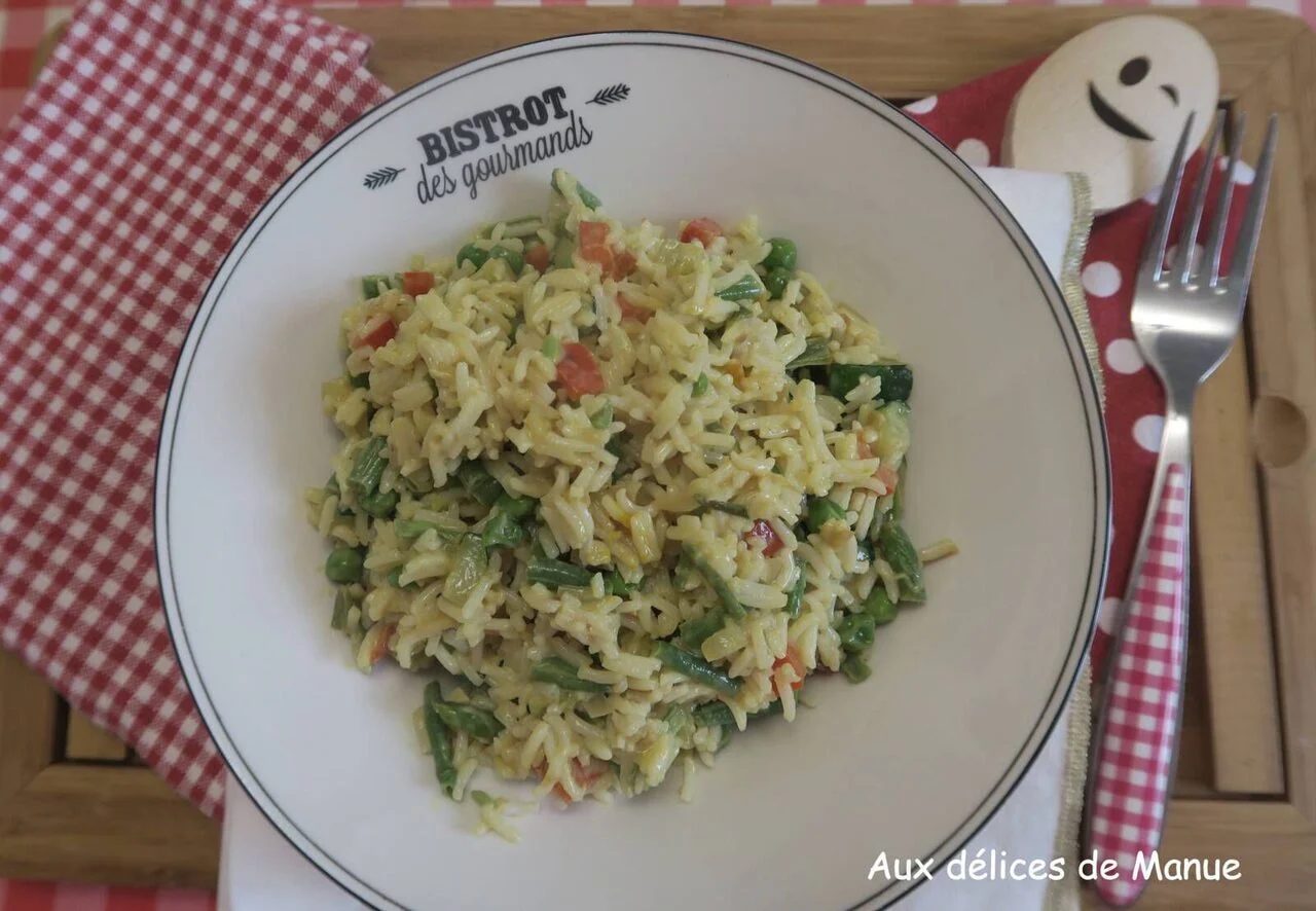 Riz aux petits légumes à la crème au curcuma