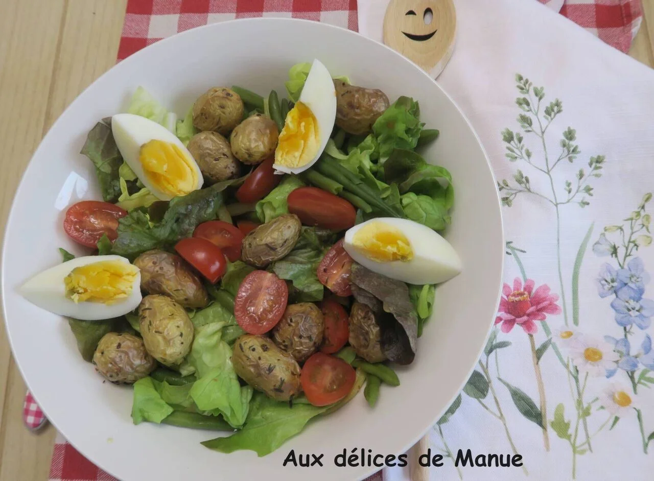 Salade grenaille, haricots verts, tomates cerises