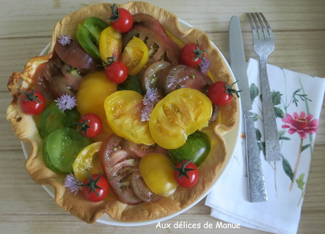 Tarte au parmesan, mozzarella et tomates