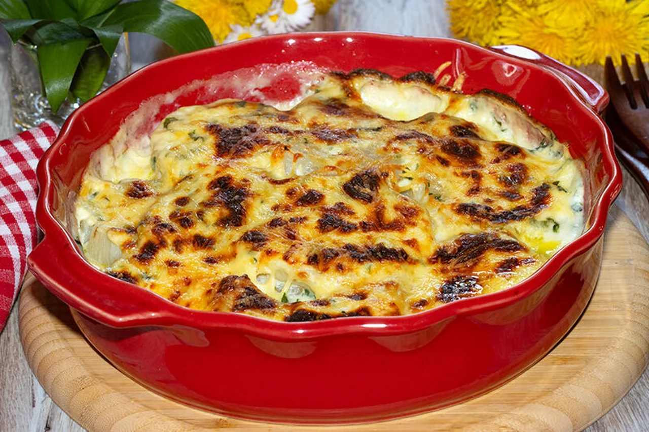 Gratin de navets, sauce Mornay à l'ail des ours