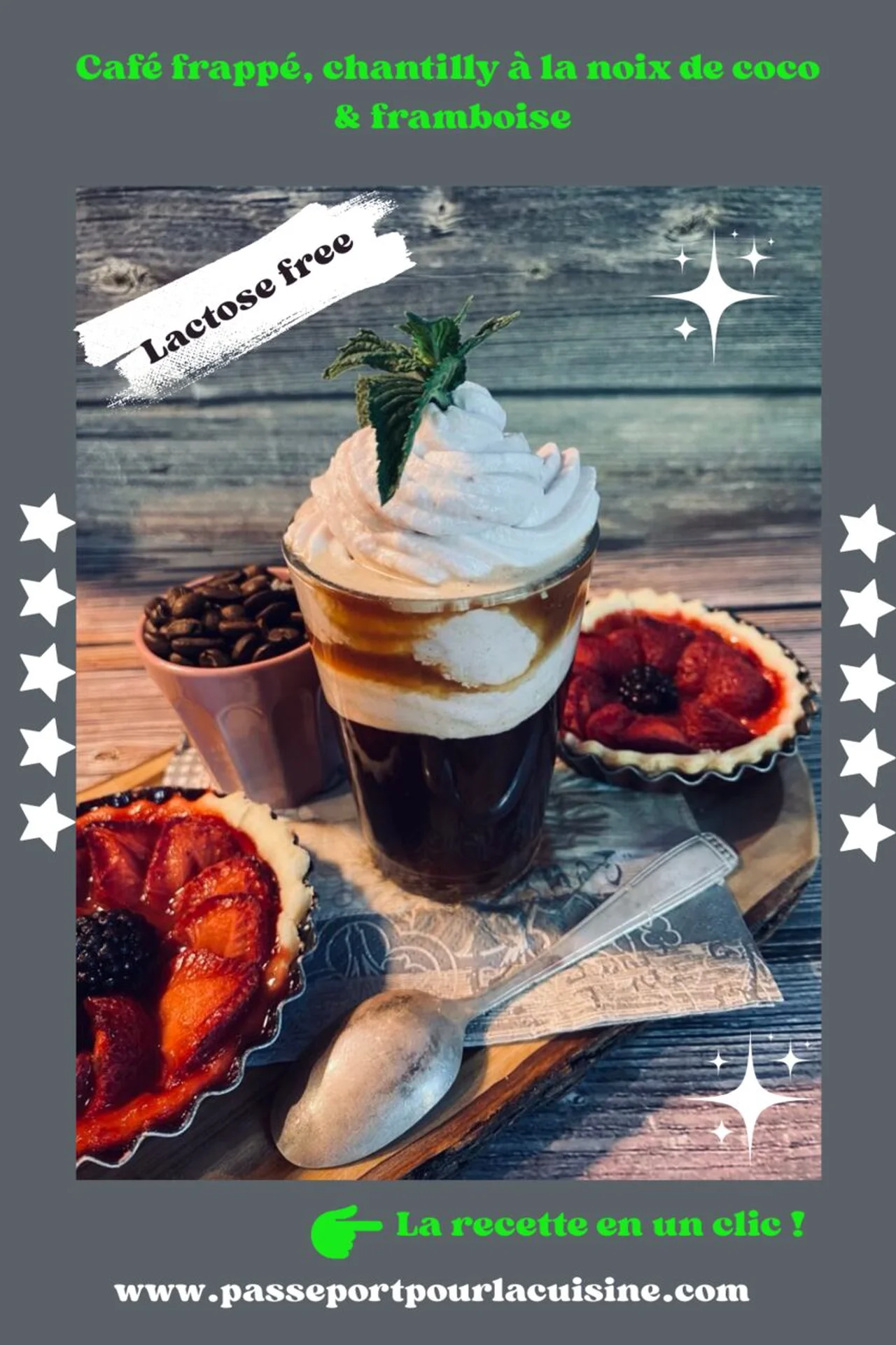 Café frappé chantilly au lait de coco et framboise